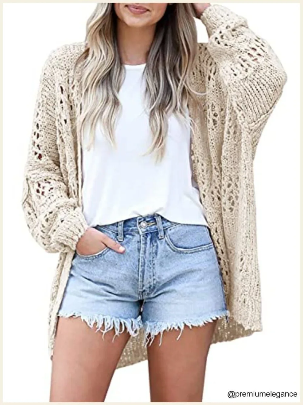 Crochet Cardigan Kimono Boho Long Sleeve Lightweight Oversized Open Front